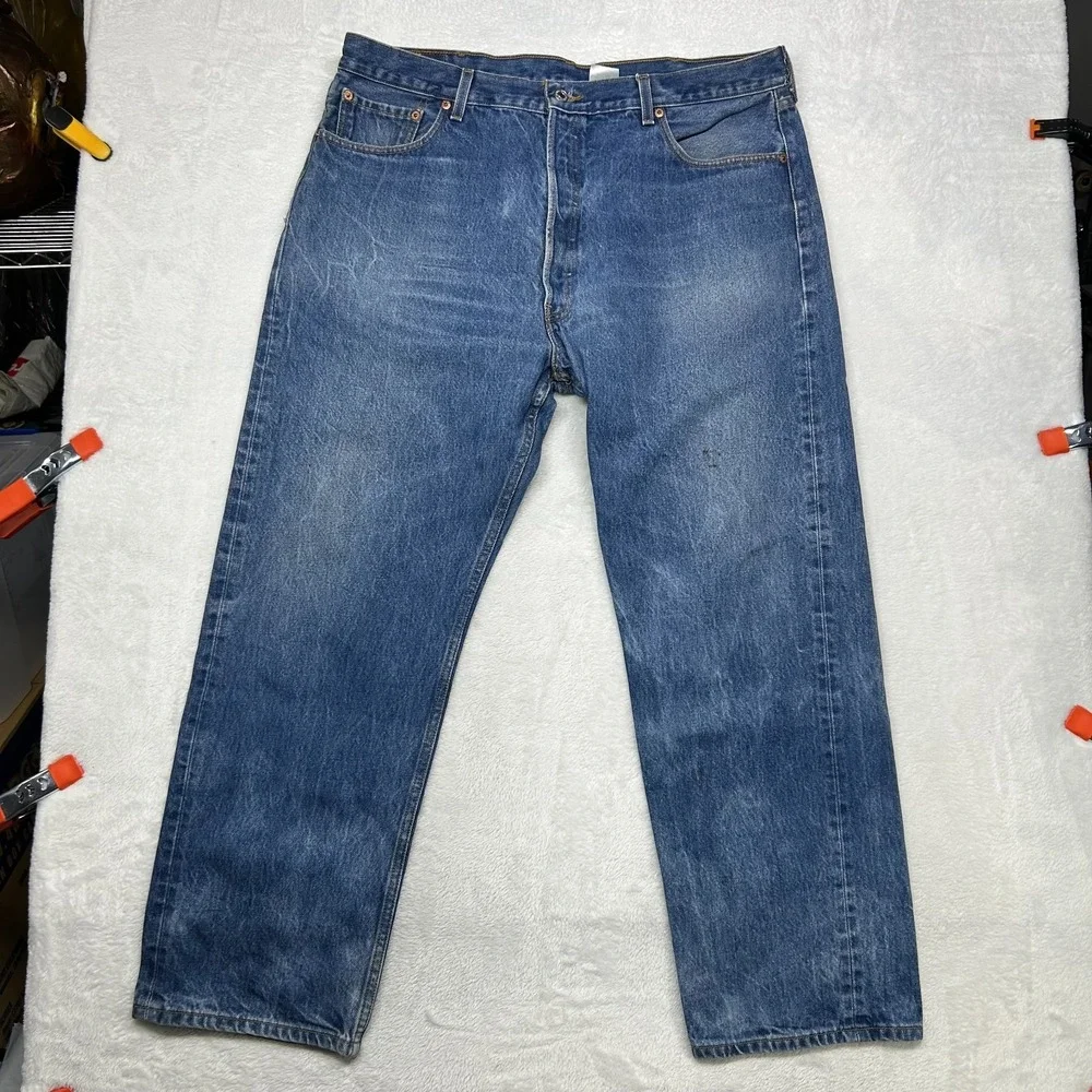 Levi's 501XX Jeans Men's Blue Denim Pockets Classic Straight Button Fly‎ - 38X29